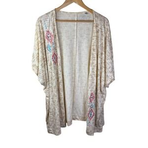 Panhandle Womens L/XL Aztec Southwestern Embroidered‎ Half Sleeve Cardigan